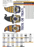 Three Halloween Gnomes with inscription Machine Embroidery Designs - 2 sizes
