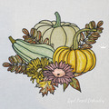 Three Pumpkins and an Autumn Bouquet - 5 sizes