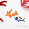 Tiny Fish and coral in Mexican style Machine embroidery designs