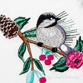 Tit bird on Spruce branch Machine Embroidery Design - 3 sizes
