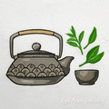 Traditional Asian teapot and cup Machine Embroidery Design