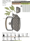 Traditional Asian teapot and cup Machine Embroidery Design
