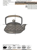 Traditional Asian teapot and cup Machine Embroidery Design