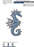Tricolor Seahorse Machine Embroidery Design - 7 sizes