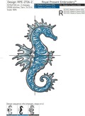 Tricolor Seahorse Machine Embroidery Design - 7 sizes
