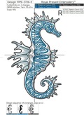 Tricolor Seahorse Machine Embroidery Design - 7 sizes