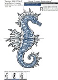 Tricolor Seahorse Machine Embroidery Design - 7 sizes