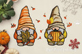 Two Autumn Gnomes Machine Embroidery Designs - 3 sizes
