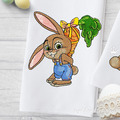 Two Bunnies with Carrot Machine Embroidery Designs - 3 sizes