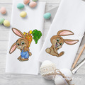 Two Bunnies with Carrot Machine Embroidery Designs - 3 sizes