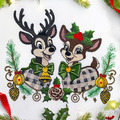 Two Cartoon Christmas Reindeer - 4 sizes