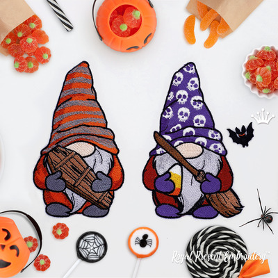 Two Gnomes Halloween embroidery designs
