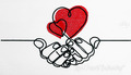 Two Hearts in Hands Machine Embroidery Design - 7 sizes