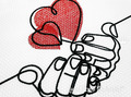 Two Hearts in Hands Machine Embroidery Design - 7 sizes