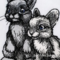 Two Rabbits Machine Embroidery Design - 5 sizes