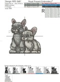 Two Rabbits Machine Embroidery Design - 5 sizes
