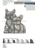 Two Rabbits Machine Embroidery Design - 5 sizes