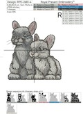 Two Rabbits Machine Embroidery Design - 5 sizes