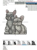 Two Rabbits Machine Embroidery Design - 5 sizes
