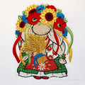 Ukrainian Gnome Girl with Wheat Machine Embroidery Design - 4 sizes