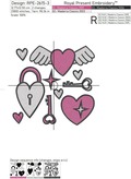 Valentine's Day two Ornaments Machine Embroidery Designs