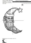 Vintage Moon Santa Claus Machine Embroidery Design - 4 sizes