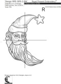Vintage Moon Santa Claus Machine Embroidery Design - 4 sizes