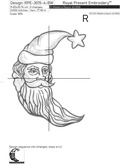 Vintage Moon Santa Claus Machine Embroidery Design - 4 sizes