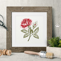 Vintage Rose engraving calligraphic Victorian style Embroidery Design