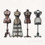 Vintage Sewing Mannequins Machine Embroidery Design Set - 6 sizes
