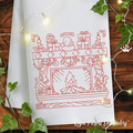 Red Work fireplace Christmas Free - 4 sizes