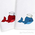 Whale Sailor in a White Sailor Cap Machine Embroidery Design