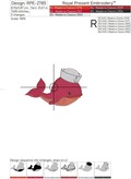 Whale Sailor in a White Sailor Cap Machine Embroidery Design