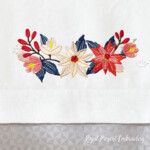 Bordure poinsettia d’hiver pour broderie machine – 2 tailles