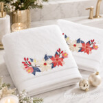 Bordure poinsettia d’hiver pour broderie machine – 2 tailles