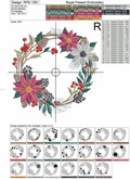 Winter Poinsettia floral wreath Embroidery Design - 3 sizes