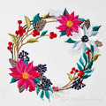 Winter Poinsettia floral wreath Embroidery Design - 3 sizes