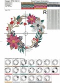 Winter Poinsettia floral wreath Embroidery Design - 3 sizes