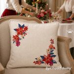 Winter Poinsettia Corners Machine Embroidery Set – 3 Sizes