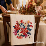 Winter Poinsettias Machine Embroidery Design - 3 sizes