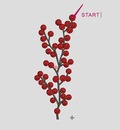 Winter branch with berries machine embroidery design - 8 sizes