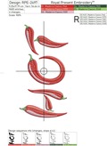 Word HOT assembled from red peppers Machine Embroidery Design
