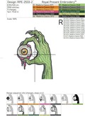 Zombie hand with an eye Machine embroidery design - 5 sizes