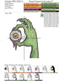 Zombie hand with an eye Machine embroidery design - 5 sizes