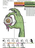 Zombie hand with an eye Machine embroidery design - 5 sizes