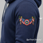 American Flag Bunting with Rosette Machine Embroidery Design - 5 sizes
