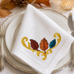 Fall Baroque Napkin Machine Embroidery Design for Table Setting - 4 sizes