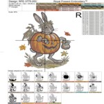 Halloween Bunny in a Pumpkin Costume Machine Embroidery Design – 5 Sizes
