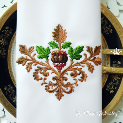 Gland avec feuilles de chêne dans le style baroque - 4 tailles