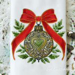 Christmas ball with heart and greenery - 4 sizes